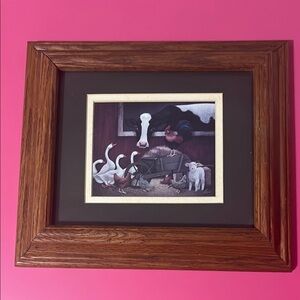 Rustic Farm Animal Art Print in Wooden Frame